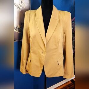 Body by Victoria Women's Tan Cotton Blazer Jacket